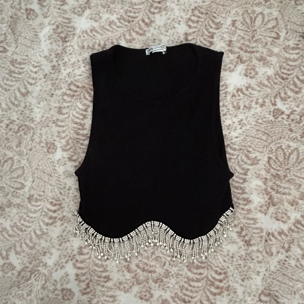 Zara rhinestone fringe crop top - Picture 1 of 2